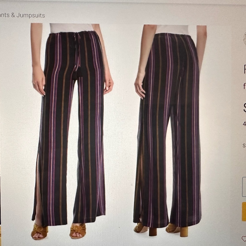 FIGUE wide-leg silk striped pants